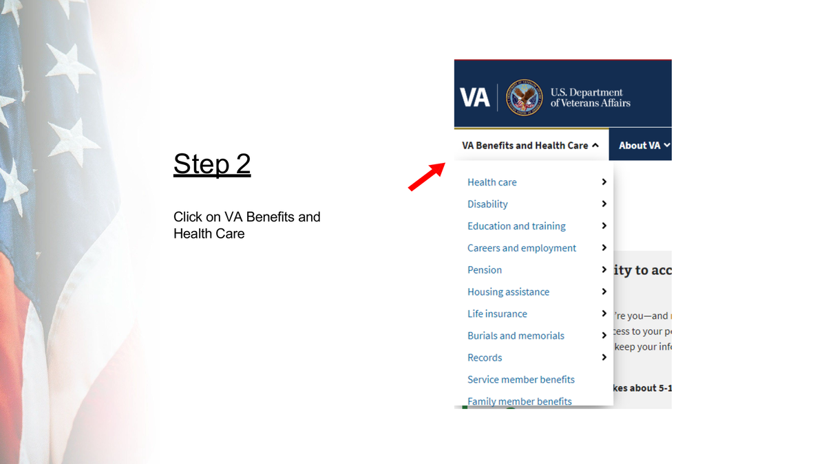 Step 2: Click on ‘VA Benefits and Health Care’